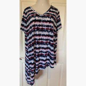 Lane Bryant short sleeve, v-neck tunic with side tie hem.